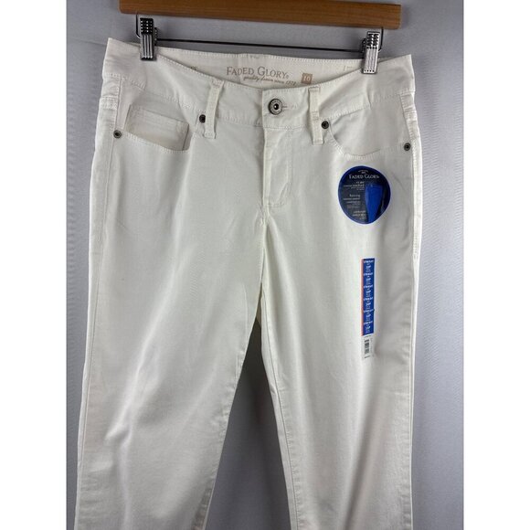 Faded Glory Classic White Denim Jeans Straight Leg Comfort Stretch Pants - Picture 1 of 6